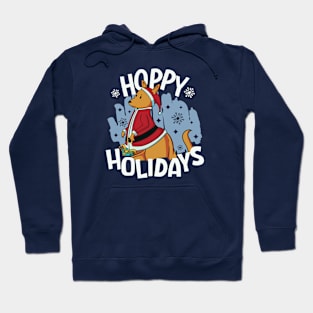 Hoppy Holidays // Funny Christmas Kangaroo Hoodie